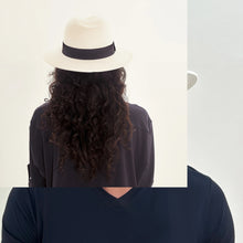 Laden Sie das Bild in den Galerie-Viewer, Model Back: Uv Line Chapeau Panama Chapeu Shanghai Branco/Preto