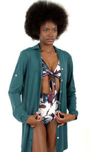 Laden Sie das Bild in den Galerie-Viewer, Product Front: Uv Line Chemise Shirtdress Copenhagen Petroleo Upf50+