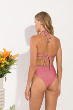 Laden Sie das Bild in den Galerie-Viewer, Model Back: Rio De Sol Bas Bottom Shimmer-Confetti Belted-High-Waist