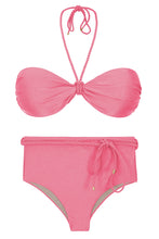 Laden Sie das Bild in den Galerie-Viewer, Product Front: Rio De Sol Ensemble Set Shimmer-Confetti Twist Belted-High-Waist