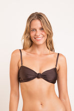 Laden Sie das Bild in den Galerie-Viewer, Gallery: Rio De Sol Haut Top Shimmer-Coffee Bandeau-Joy