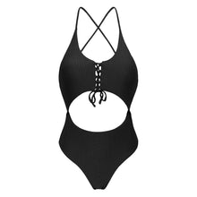 Laden Sie das Bild in den Galerie-Viewer, Product Front: Rio De Sol Une Pièce Dots-Black Ivy Strap