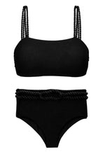 Laden Sie das Bild in den Galerie-Viewer, Product Front: Rio De Sol Ensemble Set St-Tpz-Black Reto Hotpant-High