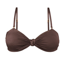 Laden Sie das Bild in den Galerie-Viewer, Product Front: Rio De Sol Haut Top Shimmer-Coffee Bandeau-Joy