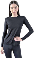 Laden Sie das Bild in den Galerie-Viewer, Product Front: Uv Line T-Shirt Longsleeve Fem Skin Infratherm Preto Upf50+
