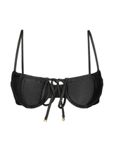 Laden Sie das Bild in den Galerie-Viewer, Product Front: Rio De Sol Haut Top Shimmer-Black Balconet-Tie
