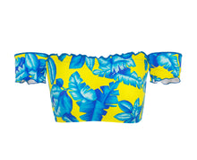 Laden Sie das Bild in den Galerie-Viewer, Product Front: Rio De Sol Haut Top Palmeira Azul Off Shoulder
