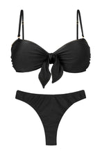 Laden Sie das Bild in den Galerie-Viewer, Product Front: Rio De Sol Ensemble Set Shimmer-Black Bandeau-No Nice-Fio
