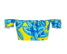 Laden Sie das Bild in den Galerie-Viewer, Product Back: Rio De Sol Haut Top Palmeira Azul Off Shoulder
