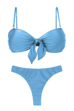 Laden Sie das Bild in den Galerie-Viewer, Product Front: Rio De Sol Ensemble Set Shimmer-Baltic-Sea Bandeau-Knot Nice-Fio
