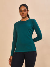 Laden Sie das Bild in den Galerie-Viewer, Model Front: Uv Line T-Shirt Longsleeve Fem New Fit Petroleo Upf50+
