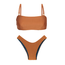 Laden Sie das Bild in den Galerie-Viewer, Product Front: Rio De Sol Ensemble Set Nocciola Bandeau-Reto High-Leg
