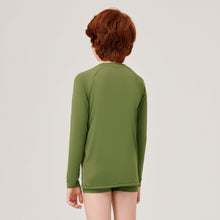 Laden Sie das Bild in den Galerie-Viewer, Model Back: Uv Line T-Shirt Longsleeve Uvrpo Inf Verde Militar Upf50+
