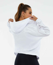 Laden Sie das Bild in den Galerie-Viewer, Model Back: Alto Giro Fitness Haut Jaqueta Tecnospan Recortes Branco
