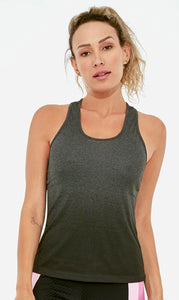 Model Front: Alto Giro Fitness Haut Regata Skin Fit Degrade Cinza