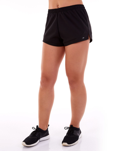 Model Front: Alto Giro Fitness Bas Shorts Tecnospan 2 Em 1 Preto