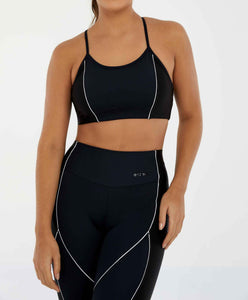 Model Front: Alto Giro Fitness Haut Top Hyper Recortes Atlanta Preto