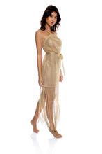 Laden Sie das Bild in den Galerie-Viewer, Cross Halter Long Fringe Dress Gold Rush
