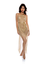 Laden Sie das Bild in den Galerie-Viewer, Cross Halter Long Fringe Dress Gold Rush
