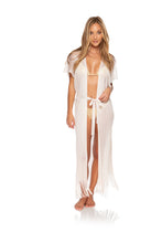 Laden Sie das Bild in den Galerie-Viewer, Fringe Long Caftan Off White
