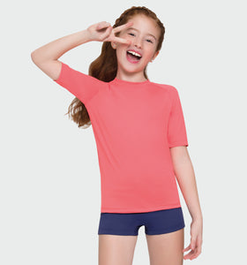 Kinder FPU50+ Uvpro Kurzarm-T-Shirt Coral Uv