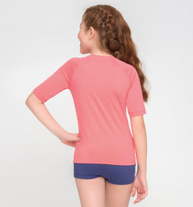 Kinder FPU50+ Uvpro Kurzarm-T-Shirt Coral Uv