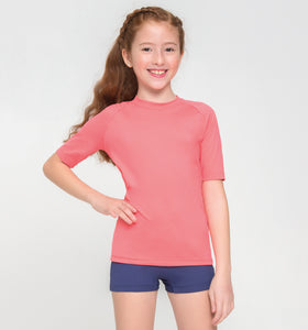 Kinder FPU50+ Uvpro Kurzarm-T-Shirt Coral Uv