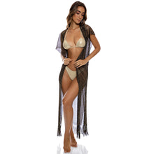 Laden Sie das Bild in den Galerie-Viewer, Image 05: Luli Fama Vêtement De Plage Long Caftan Siren Dream Black Gold
