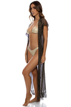 Laden Sie das Bild in den Galerie-Viewer, Image 06: Luli Fama Vêtement De Plage Long Caftan Siren Dream Black Gold
