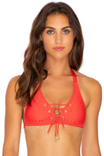 Laden Sie das Bild in den Galerie-Viewer, Model Front: Luli Fama Haut Top Mambo Full Red

