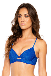 Image 02: Luli Fama Haut Top Peek A Boo Stardust Royal Blue