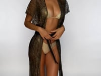 Laden und Abspielen von Videos im Galerie-Viewer, Video: Luli Fama Vêtement De Plage Long Caftan Siren Dream Black Gold
