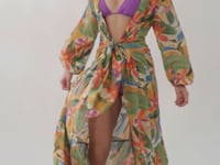 Laden und Abspielen von Videos im Galerie-Viewer, Video: Rio De Sol Vêtement De Plage Tropical Long Dress Verona
