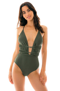 Model Front: Rio De Sol Une Pièce Croco New Vegas