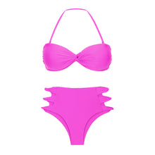Laden Sie das Bild in den Galerie-Viewer, Product Front: Rio De Sol Ensemble Set Vita-Pink Twist Highwaist-Spin

