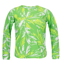 Laden Sie das Bild in den Galerie-Viewer, Product Front: Rio De Sol Haut Top Green-Palms Rash-Guard
