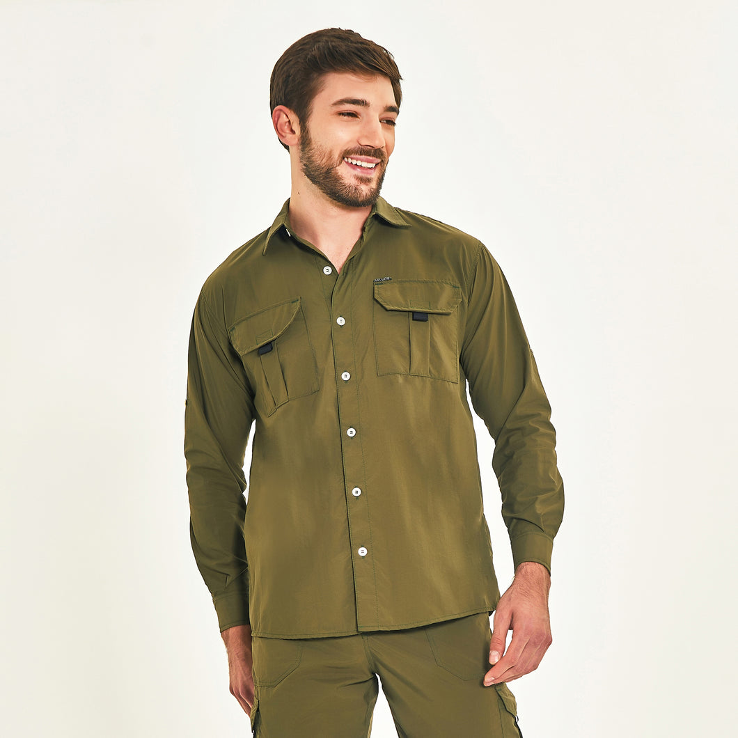Model Front: Uv Line Fitness Haut Tenerife Verde Militar Upf50+
