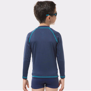 Kinder FPU50+ UV-Farben Langarm-T-Shirt Marineblau Uv