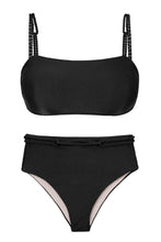 Laden Sie das Bild in den Galerie-Viewer, Set Shimmer-Black Bandeau-Reto Hotpants
