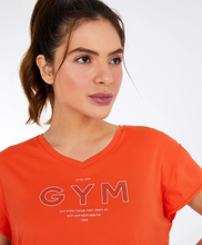 Laden Sie das Bild in den Galerie-Viewer, Laranja Pitanga verkürztes Skin-Fit-Fitness-T-Shirt
